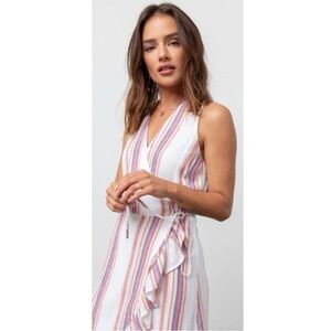 NWT Rails Madison Wrap Dress in Jewel Stripe Metallic Size XS Linen Blend